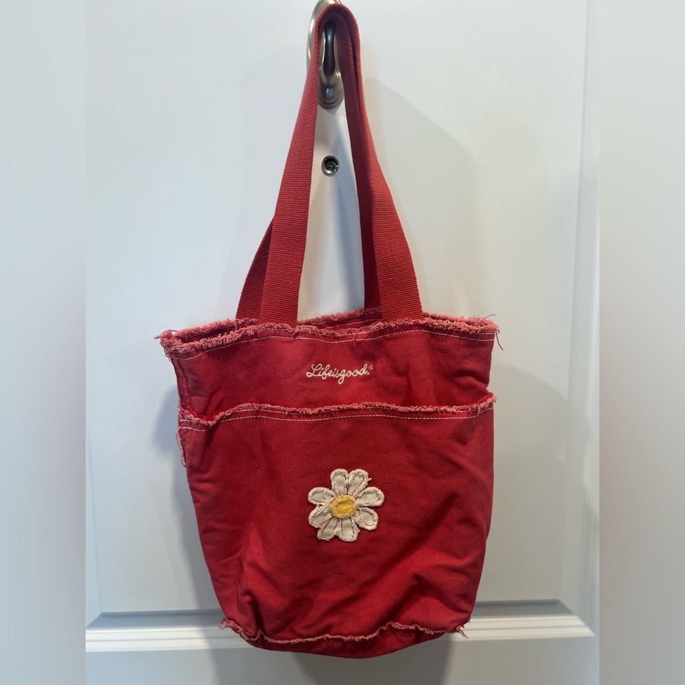 Life is Good Tote Bag with Floral Design